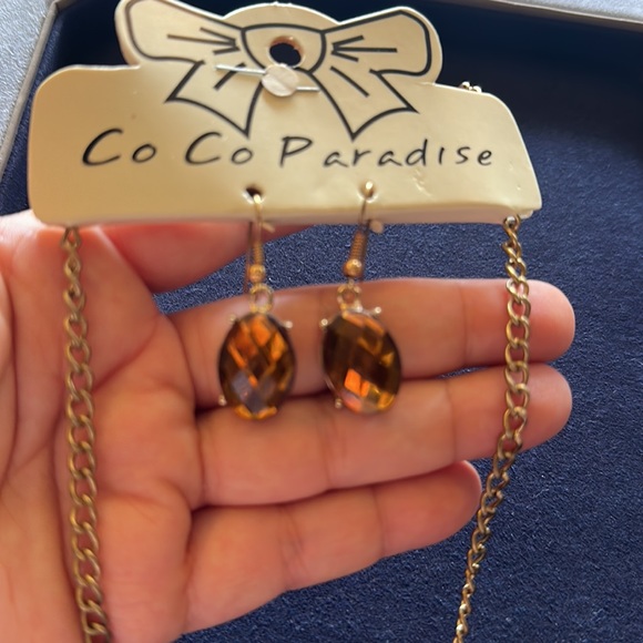NWT Coco Paradise Amber Necklace set with drop earrings in original packaging - Picture 8 of 9